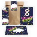 JUNAPACK Einladungskarten Graffiti zum 8. Geburtstag Einladungen Karten mit Umschlägen Mitgebsel, Mitgebsel Set mit Graffiti für Kinder zum achten Geburtstag