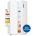 Exquisit Side-by-Side Kühl-Gefrierkombination, 442 Liter, No-Frost, LED-Display, 10 Ablagen, leiser Betrieb, 91 cm Breite, SBS546-040D weiss - Weiß