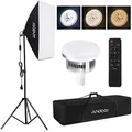 Andoer Fotografie Studio Licht Kit Softbox-Beleuchtungsset mit 85W 2800K-5700K Zweifarbiger LED-Lichttemperatur 50x70 cm Softbox-Stützfernbedienung für Studio-Porträt-Produktfoto Videoaufzeichnung