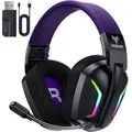 WESEARY WG1 Bluetooth Headset, 2,4G Wireless Gaming Headset mit Mikrofon für PS5, PS4, PC, Switch, Mac, Faltbarer Surround Sound Noise Cancelling Kopfhörer mit LED Licht, Über 50 Stunden Akkulaufzeit