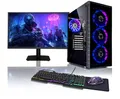 BEASTCOM Q3 Gaming PC Set Komplett, AMD Ryzen 7 8X 4,60GHz 16 Threads, 4K Vega Radeon Grafik, 16GB RAM, 1TB SSD + Monitor LED 24" + Gaming Tastatur + Maus + Mauspad, WLAN, Windows 11 Pro
