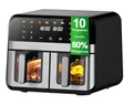 Jacgood 9L XXL Doppelkammer Heißluftfritteuse mit 2 Körben, 8 Programmen & Smart Finish – Dual Zone Airfryer, Touchscreen, Timer, fettarm & ölfrei