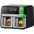 Heißluftfritteuse 9L, Doppelkammer, Touchscreen, 8 Programme, fettarm