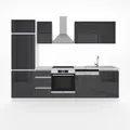 Vicco Optima Küchenzeile Anthrazit Hochglanz 270 cm ohne ArbeitsplattegrifflosOptima