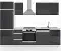 Vicco Küchenzeile Optima, 270 cm ohne Arbeitsplatte, grifflos, Anthrazit Hochglanz/Weiß