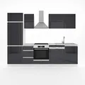 Vicco Küchenzeile Optima, Anthrazit Hochglanz/Weiß, 270 cm ohne Arbeitsplatte, grifflos