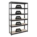 PROREGAL Schwerlastregal Giant Tiger HxBxT 200x120x40 cm Fachlast 265kg, 6-Ebenen, Gesamtlast 1590 kg, Schwarz, Kellerregal, Steckregal, Garagenregal, Lagerregal