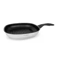 KLAMER Grillpfanne Induktion 28cm Schmorpfanne Steakpfanne aus Edelstahl
