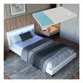 Juskys Polsterbett Paris 120×200 cm Bettgestell LED-Beleuchtung, Lattenrost & Matratze