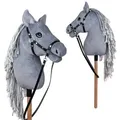 Pink Papaya Steckenpferd Hobby Horse - Steckenpferd mit Halfter/Trense, Hobbyhorse Stockpferd, wunderschöne Designs in je 2 Größen erhältlich grau 38 cm