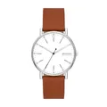 Skagen Herrenuhr Signatur Quartz/3 Zeigerwerk 40 mm Gehäusegröße mit Lederarmband SKW6903