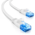 deleyCON 7,5m CAT6 flaches Patchkabel Flachkabel Netzwerkkabel LAN Kabel Weiß