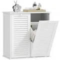Homcom Wäscheschrank,, Weiß, Holz, 70x73x38 cm, Badezimmer, Badezimmerschränke, Midischränke