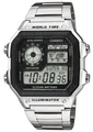 CASIO TIMELESS COLLECTION Chronograph AE-1200WHD-1AVEF, Quarzuhr, Armbanduhr, Herrenuhr, Digitalarmband, Edelstahlarmband, silberfarben-schwarz