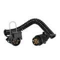 Wiltec 7-poliges Spiralkabel 3 m, Anhängerkabel PVC, Robustes Elektrokabel mit Stecker & Buchse, Verlängerungskabel für Anhänger und Wohnwagen