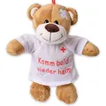 TE-Trend Plüsch Teddybär Gute Besserung Teddy Genesungsgeschenke Bär Glücksbringer Kuscheltier T-Shirt Komm Bald Wieder heim 24cm Braun
