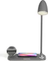 LIVOO Nachttischlampe Induktionsladestation Smartphone Bluetooth USB TEA291G grau