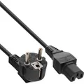 InLine Netzkabel Schutzkontakt gewinkelt auf Warmgerätestecker C15 gerade 1m
