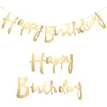 5M Happy Birthday Banner in Gold metallic, Glitter Happy Birthday Schriftzug ...