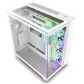NZXT H9 Elite Dual-Chamber ATX Mid-Tower PC Gaming-Gehäuse – CM-H91EW-01 - Enthält 3 x 120mm F120 RGB Duo-Lüfter mit Controller – Glasfront, Ober- und Seitenteile – Weiß