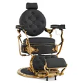 Barberpub Friseurstuhl Barberstuhl Kippbar Retro, 8688(Gold-Schwarz)