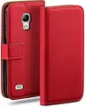 moex Book Case für Samsung Galaxy S4 Handyhülle mit Kartenfach, Hülle klappbar 360 Grad Schutzhülle, Klapphülle Flip Case Cover, PU Leder Handytasche Lederhülle, Rot