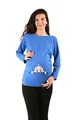 Neugieriges Baby - Umstandsmode Umstandsshirt mit Motiv Sweatshirt Schwangerschaftsshirt für die Schwangerschaft, Langarm (Dunkelblau, Medium)