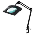 Semplix LED Lupen-Lampe 3D schwarz große Linse 189 x 157 mm Tischklemme dimmbar
