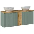 DOPPELWASCHTISCH 140cm Jade Grün und Holz