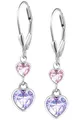 Kinder Mädchen Ohrhänger 925 Sterling Silber Herz Damen hängende Ohrringe Brisur K416