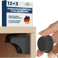 Magnetische Kindersicherung ohne Bohren mit 12 Schlösser+3 Schlüssel, schwarz