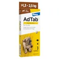 AdTab Hund 1,3-2,5 kg, Kautablette gegen Zecken & Flöhe, 3 Tabletten Packung für 3 Monate Schutz, wirksamer Zecken- und Flohschutz mit Rindfleischgeschmack