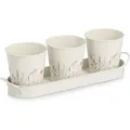 Zeller Kräutertopf-Set Flowers Metall 4-teilig Weiß