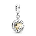 PANDORA Drehende Welt Charm-Anhänger in Sterling-Silber und 14 Karat Gold mit Cubic Zirkonia Steinen Moments Collection