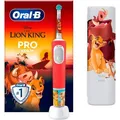 Oral-B Elektrische-Zahnbürste Pro Kids 3+, König, der Löwen, 2 Putzmodi, 4 Sticker, Etui und Bürste
