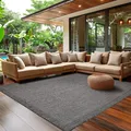 SIMPEX Outdoor Teppich Wetterfest Terrasse Balkon Garten Küchenteppich Einfarbiges Design Flachgewebe Sisal Look Waschbarer Teppich, Größe: 80 x 250 cm, Farbe: Schwarz