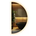 Halbrunder Wandspiegel mit LED Beleuchtung unregelmäßige Schminkspiegel 50 cm