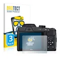 BROTECT Entspiegelungs Schutzglas für Nikon Coolpix B500 (3 Stück) Schutzfolie Panzer Folie Glas Matt [Extrem Kratzfest 9H, Anti-Reflex]