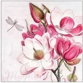Ambiente Luxury Paper Products Papierserviette, Servietten Papier 33x33cm 3-lag. mit Magnolienblüten Motiv 20 Stück rosa