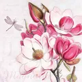 20 Servietten Magdalena Magnolien Gemalt Blumen Natur Garten weiß  pink 33x33cm