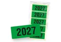 itenga Etiketten itenga 50x Jahresetiketten 2027 GRÜN rechteckig 6 x 2,5 cm aus Haftpap
