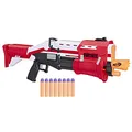 NERF Hasbro E7065EU4 TS Pump-Action Blaster, 8 Mega Fortnite Darts, Dartaufbewahrungsfach - Für Jugendliche und Erwachsene Rot