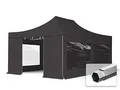 TOOLPORT ALU Pavillon Faltpavillon 4x6m mit Panoramafenster robust und wasserdicht Professional 50mm Partyzelt schwarz