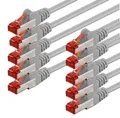 10 x 0,5m CAT.6 S/FTP PiMF Kabel grau doppelt geschirmt Patchkabel Netzwerk LAN