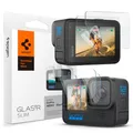 Spigen Schutzfolie kompatibel mit GoPro Hero 12, Hero 11, Hero 10, Hero 9 Black, 6 Stück (4 Stück Hartglas Objektivschutzfolie + 2 Stück Displayschutzfolie), Anti-Kratzer, Blasenfrei, Kristallklar