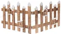 Spetebo Deko Holz Zaun mit 30 LED in natur - 100x40 cm - Mini Gartenzaun Winter Gatter beleuchtet