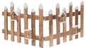 Deko Holz Zaun mit 30 LED - 100x40 cm - Mini Gartenzaun Winter Gatter beleuchtet