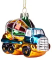 BRUBAKER Betonmischer LKW Bunt - Handbemalte Weihnachtskugel aus Glas - Mundgeblasener Christbaumschmuck Figuren lustig Deko Anhänger Baumkugel - 8.5 cm