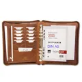 ALMADIH Ledermappe A5 Leder Organizer Kalender 2025 mit Ringmechanik Reißverschluss - Leder Mappe Terminplaner Terminkalender Premium Rindsleder braun deluxe OS Ledermappe (A5 Org S bd)
