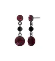 Konplott: pendelnde Ohrstecker Daily Desire black/red, modische hängende Ohrstecker mit schwarzen und roten Kristallen, für Damen/Frauen